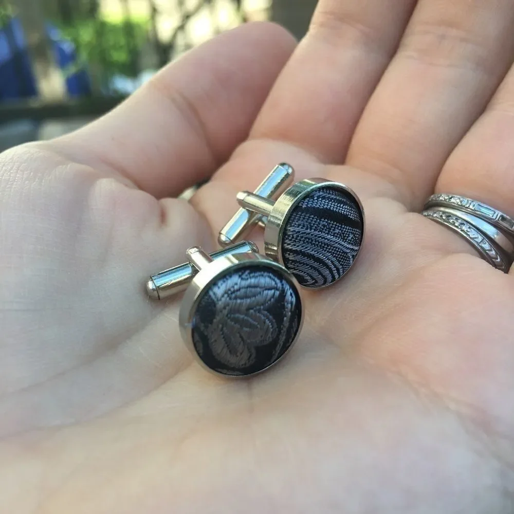 Mens Paisley Silver Cuff Links